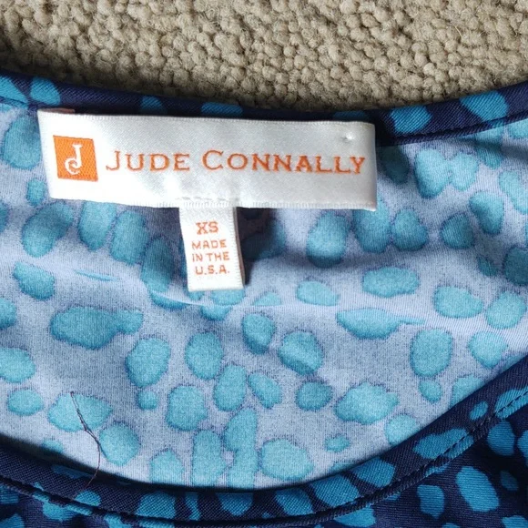 EUC Jude Connally Blue Dotted Print Fit and Flare Dress - Picture 3 of 5